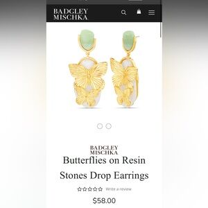 Badgley Mischka Butterflies on Resin Stones Drop Earrings